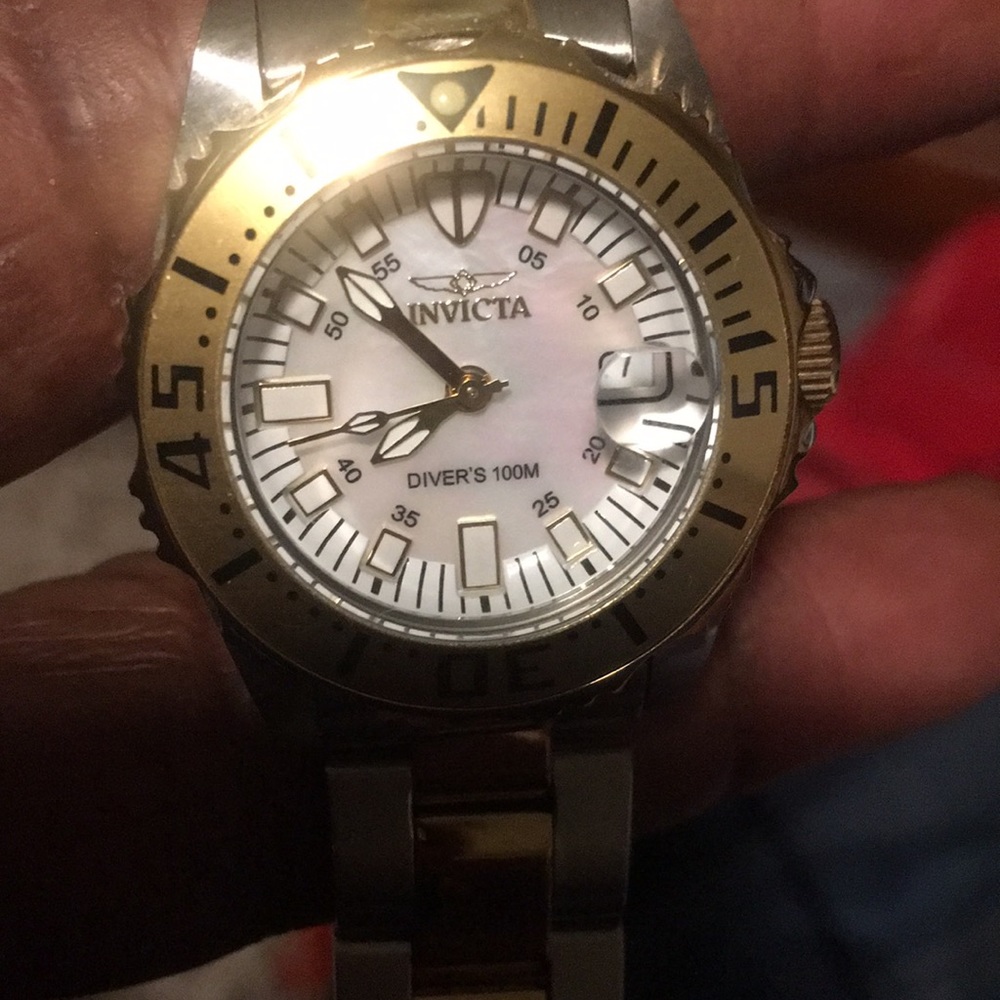 Lady 30mm invicta watch steel & gold pro diver